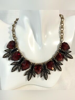 Chloe + Isabel Gold-Tone Necklace with Deep Red and Black Accents